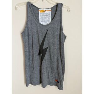 Aviator Nation Tank Top Womens Medium Gray Lightning Bolt Sleeveless Graphic Tee